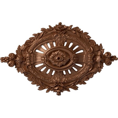 Ekena Millwork Antonio Ceiling Medallion, Hand-Painted Polished Copper, 35 7/8"W x 22 1/2"H x 4 3/8"P CM35X22ANPOS